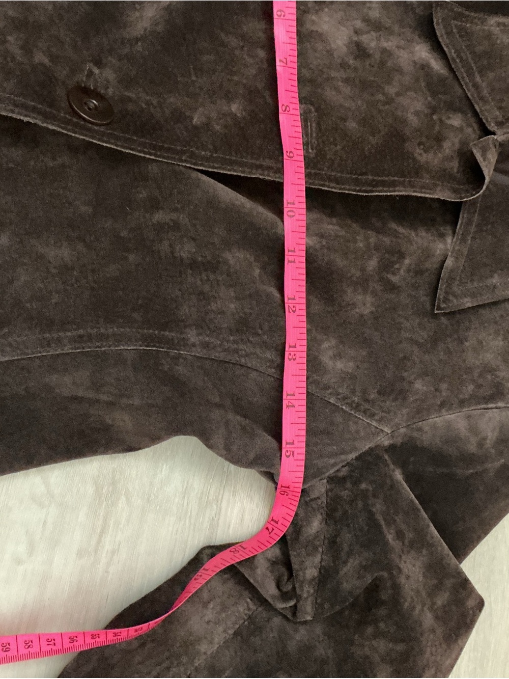 Women's Dark Brown Suede Button-Front Leather Jacket - Picture 7 of 10